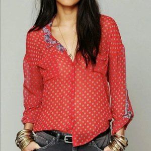 Free People – Easy Rider Sheer Red Shirt